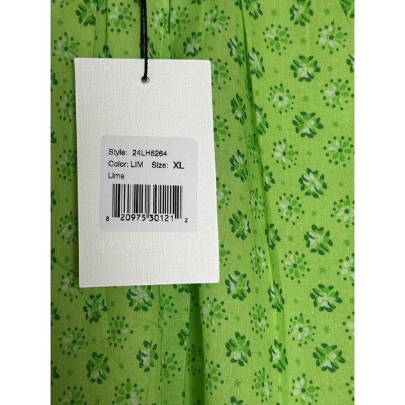 COPY - Hale Bob mini XL Floral Lime Spring Cotton Lined Dress - Picture 4 of 6